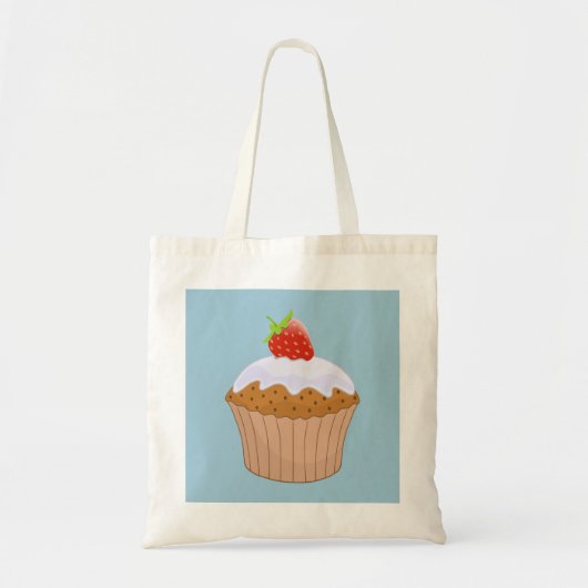 Strawberry Bun op Blue Cute Tote Bag (Voorkant)