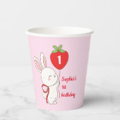 Strawberry Bunny Birthday Papieren Bekers (Voorkant)