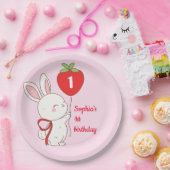 Strawberry Bunny Birthday Papieren Bordje (Feest)