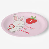 Strawberry Bunny Birthday Papieren Bordje (Gekanteld)
