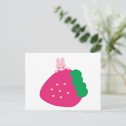 Strawberry Bunny Briefkaart (Staand voorkant)