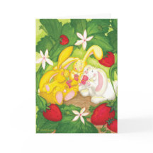 Strawberry Bunny Tea / Verjaardag Wenskaart