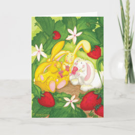 Strawberry Bunny Tea / Verjaardag Wenskaart Kaart