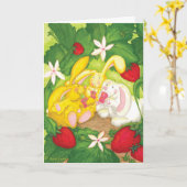 Strawberry Bunny Tea / Verjaardag Wenskaart Kaart (Gele Bloem)