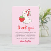 Strawberry Bunny Verjaardagsfoto Dank u kaart (Staand voorkant)