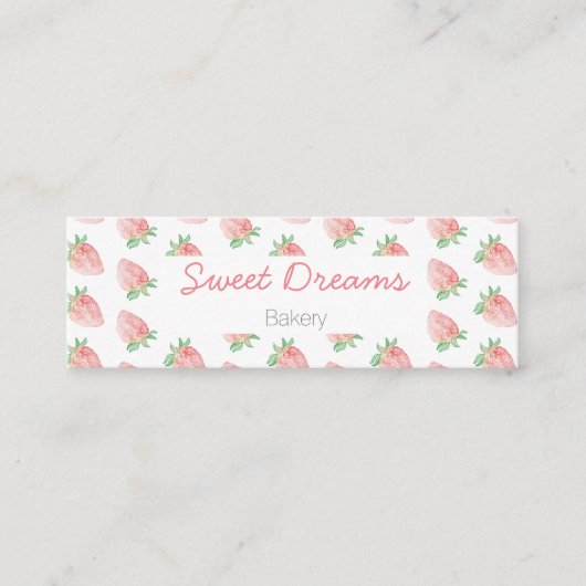 Strawberry business card mini mini visitekaartje (Voorkant)