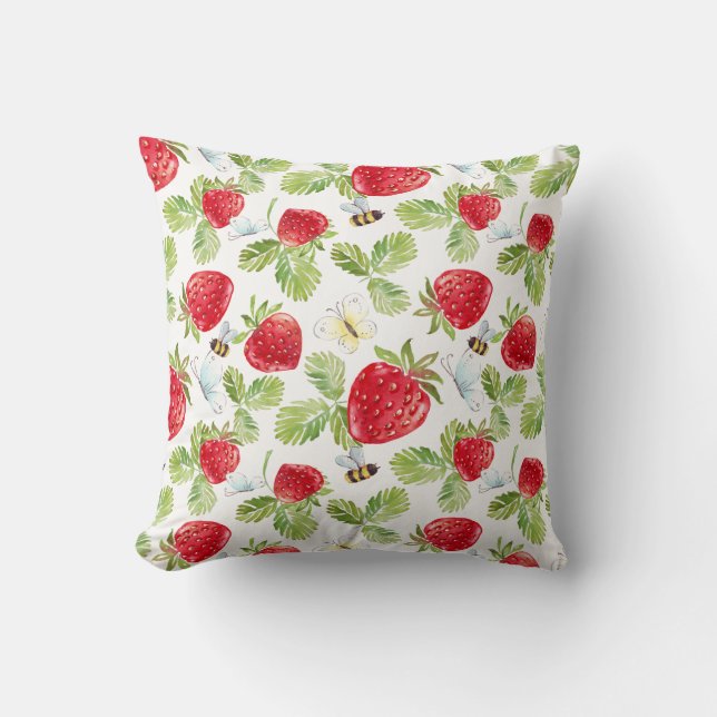 Strawberry Buzz 16x16 Sierkussen (Voorkant)