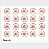 Strawberry Camper Gingham Berry Sweet Baby shower Ronde Sticker (Vel)