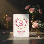 Strawberry Champagne Galentines Day Invitation Kaart