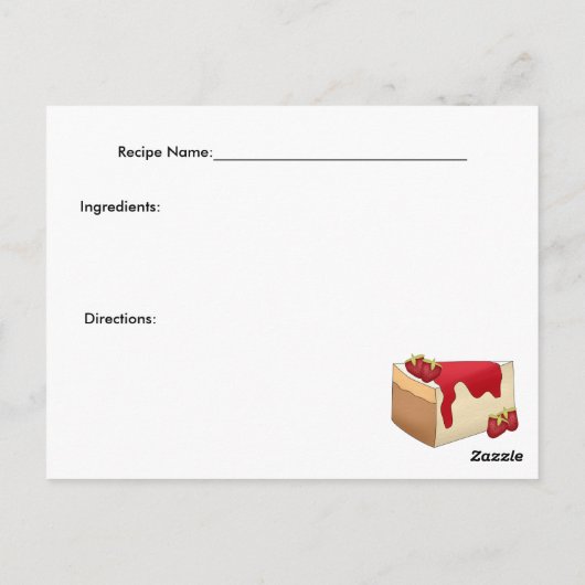 Strawberry Cheesecake Recipcard Briefkaart (Achterkant)