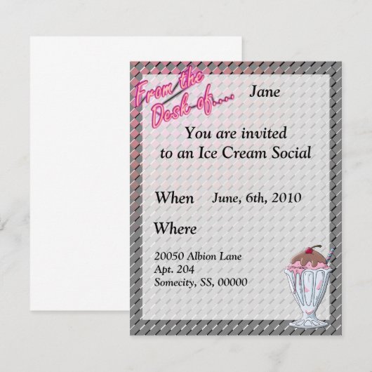 Strawberry Chocolate Sundae Sjabloon Kaart (Voorkant / Achterkant)