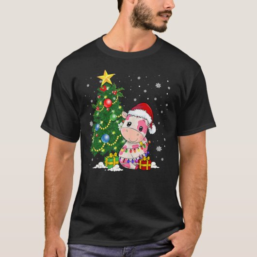 Strawberry Christmas Cow Reindeer Hat Santa Christ T-shirt (Voorkant)