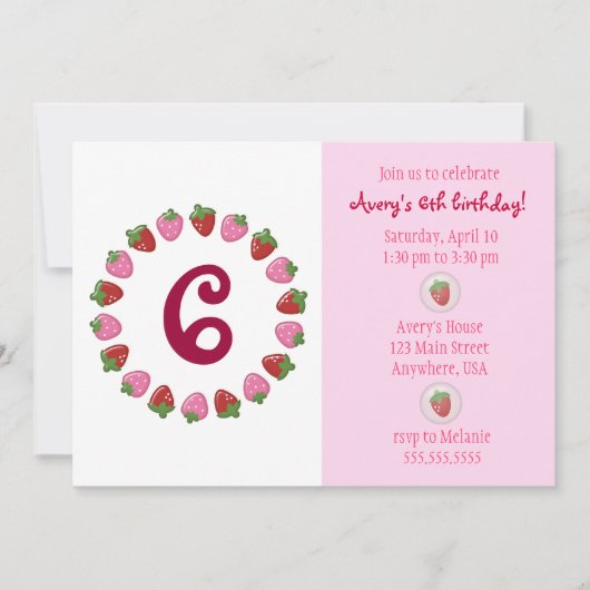 Strawberry Circle Invitation Kaart (Voorkant)