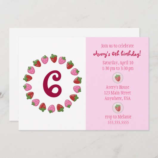 Strawberry Circle Invitation Kaart (Voorkant / Achterkant)