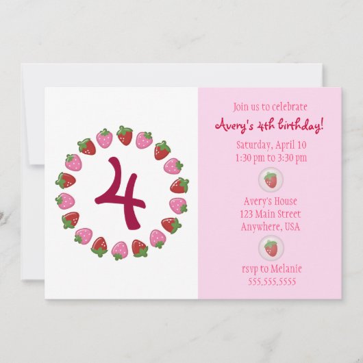 Strawberry Circle Invitation Kaart (Voorkant)