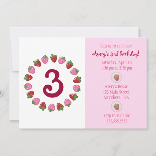 Strawberry Circle Invitation Kaart (Voorkant)