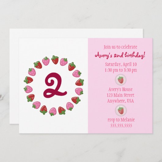 Strawberry Circle Invitation Kaart (Voorkant / Achterkant)