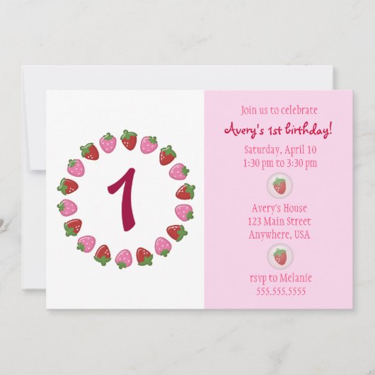 Strawberry Circle Invitation Kaart (Voorkant)