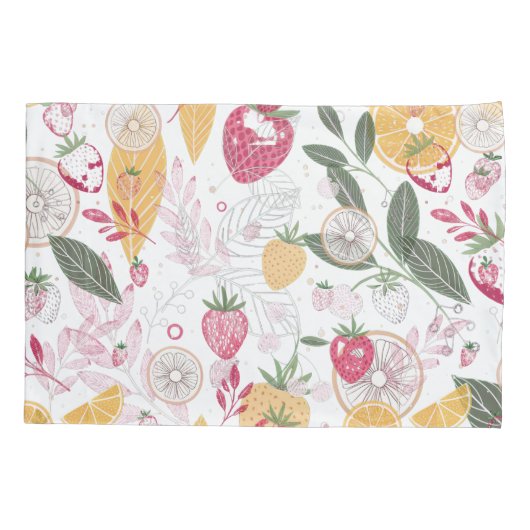 Strawberry Citrus Fruit Pillowcase Kussensloop (Achterkant)