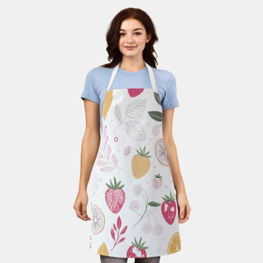 Strawberry Citrus Garden – All-Over Botanical Apro Schort (Gedragen)