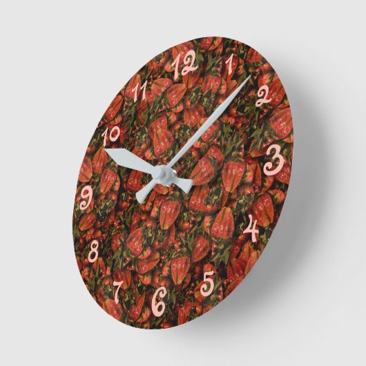 Strawberry Clock Ronde Klok (Hoek)