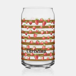 Strawberry Cocoa Stripes Personalize  Blikvorm Glas
