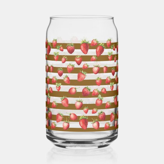Strawberry Cocoa Stripes Personalize Blikvorm Glas (Achterkant)