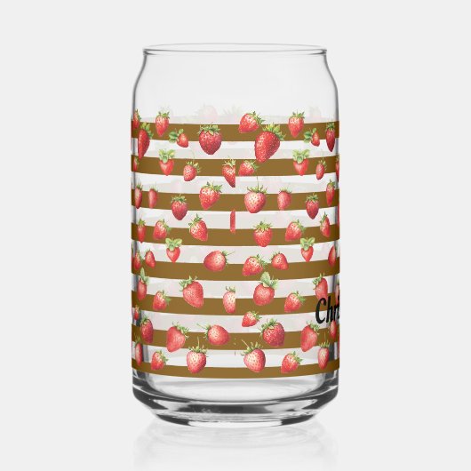 Strawberry Cocoa Stripes Personalize  Blikvorm Glas (Rechts)
