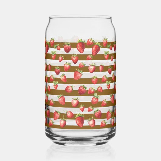 Strawberry Cocoa Stripes Personalize Blikvorm Glas (Links)