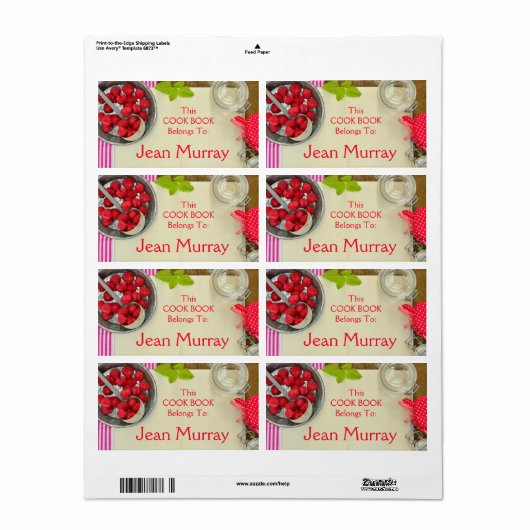 Strawberry Cook Book Label (Full Sheet)