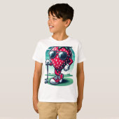 Strawberry Cool Golfer! - Cartoon Strawberry Golf T-shirt (Voorkant volledig)