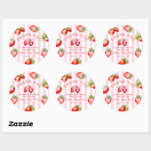 Strawberry Coquette Bow Baby Shower Favor Gift Ronde Sticker (Vel)