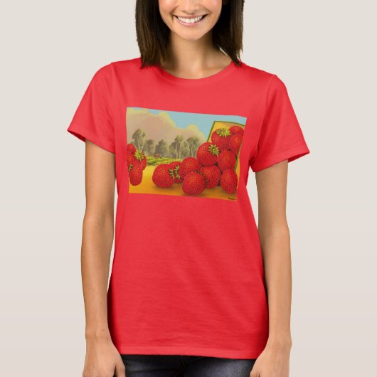 Strawberry Crate Art Retro T-shirt (Voorkant)