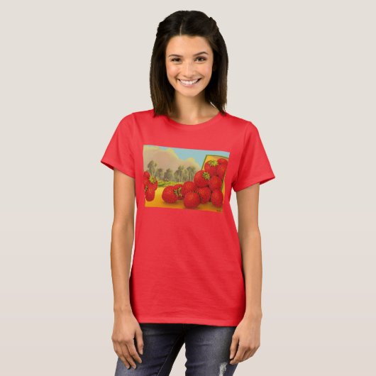 Strawberry Crate Art Retro T-shirt (Voorkant volledig)
