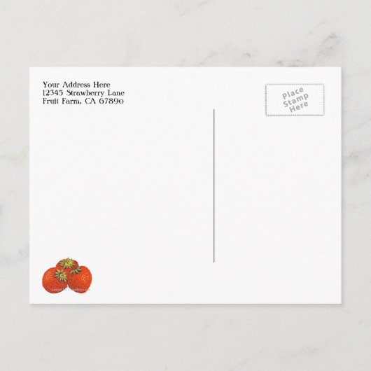 Strawberry Crate Label Art Bewerkbare  Blank Briefkaart (Achterkant)