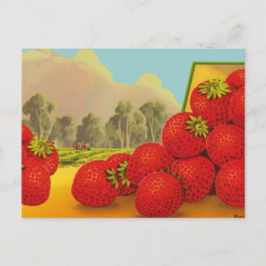 Strawberry Crate Label Art Bewerkbare  Blank Briefkaart (Voorkant)