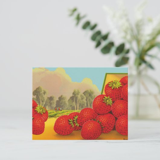 Strawberry Crate Label Art Bewerkbare  Blank Briefkaart (Staand voorkant)