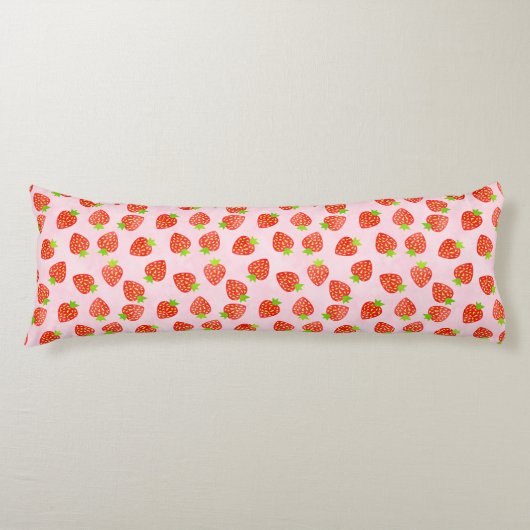 Strawberry Cream Pattern  Roze Rood Lichaamskussen (Voorkant)