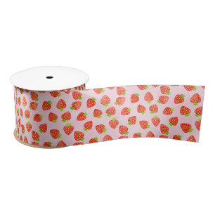 Strawberry Cream Pattern  Roze Rood Satijnen Lint