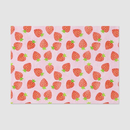 Strawberry Cream Pattern  Roze Rood Tissuepapier (Voorkant)