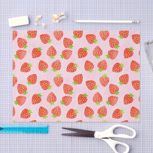 Strawberry Cream Pattern  Roze Rood Tissuepapier (Craft)