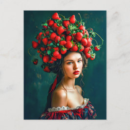 Strawberry Crown Barok Lady Feestdagenkaart