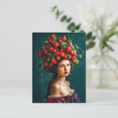 Strawberry Crown Barok Lady Feestdagenkaart (Staand voorkant)