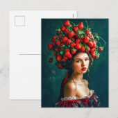 Strawberry Crown Barok Lady Feestdagenkaart (Voorkant / Achterkant)