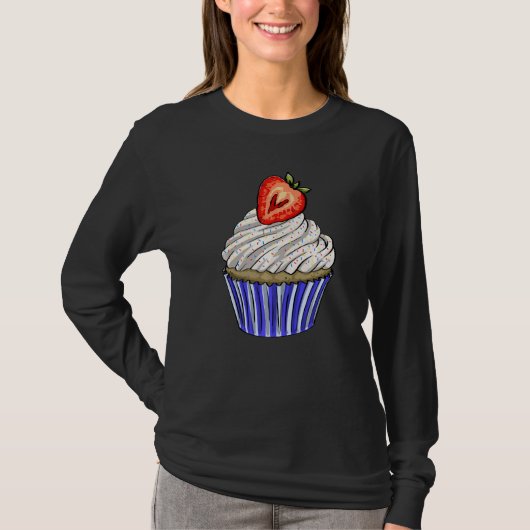 Strawberry Cup Cakes Plain  Women Baking Muffins L T-shirt (Voorkant)