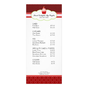 Strawberry Cupcake Bakery-rackkaart Reclamekaart
