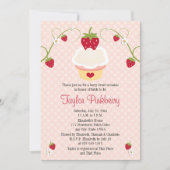 Strawberry Cupcake Bridal Shower Invitation roze Kaart (Voorkant)