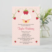Strawberry Cupcake Bridal Shower Invitation roze Kaart (Staand voorkant)