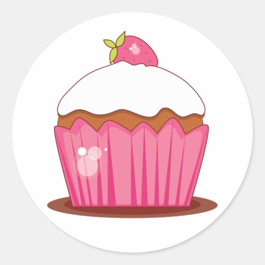 Strawberry Cupcake Coordinating Envelope Seals Ronde Sticker (Voorkant)