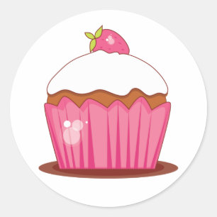 Strawberry Cupcake Coordinating Envelope Seals Ronde Sticker